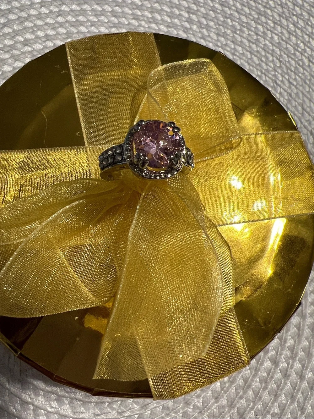 Elegant Pink CZ Halo Ring - Women's Fashion Jewelry